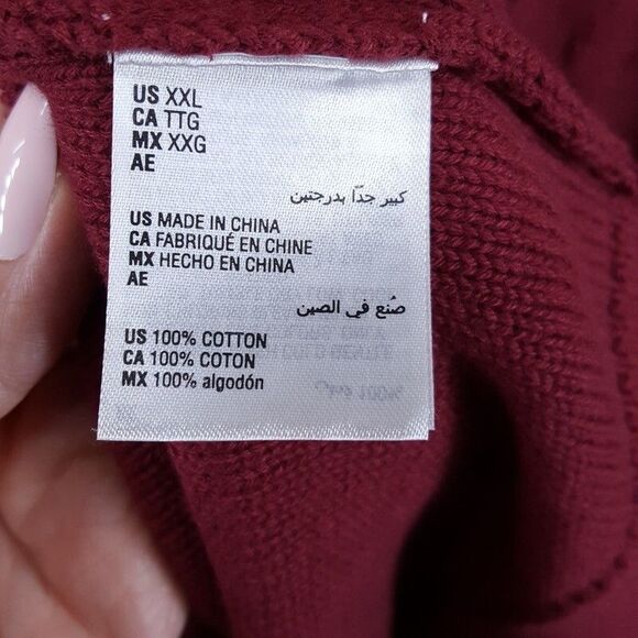 CLUB ROOM Sweater Mens XXL Maroon Red Pullover Crew Chunky Knit Elk Cottage - Picture 5 of 8